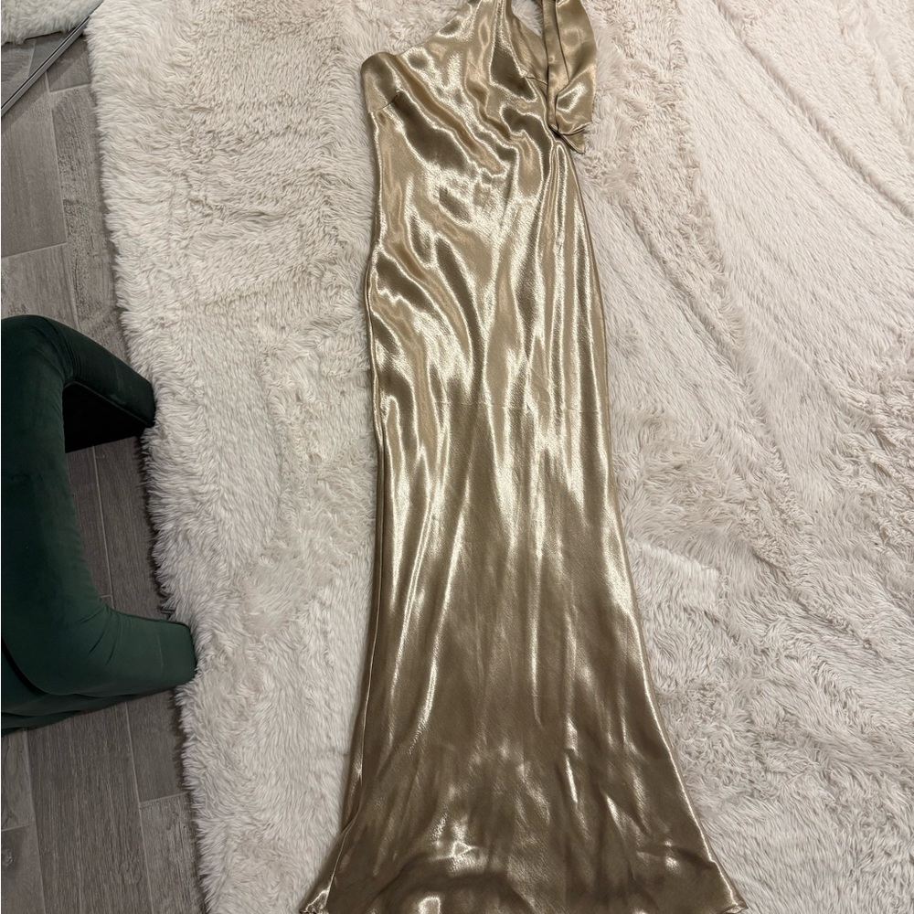 Lulu's Shimmering Gold Satin Dress